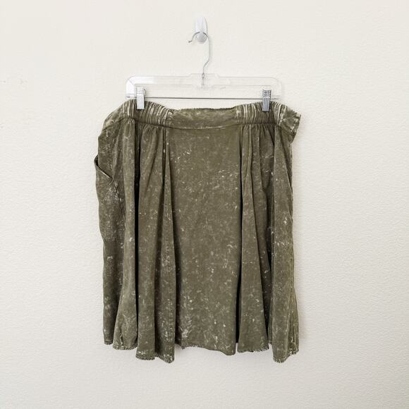 [Torrid] Olive Green Mineral Wash Button Front Skirtall A-Line Mini NWT Size 1X - Picture 4 of 13
